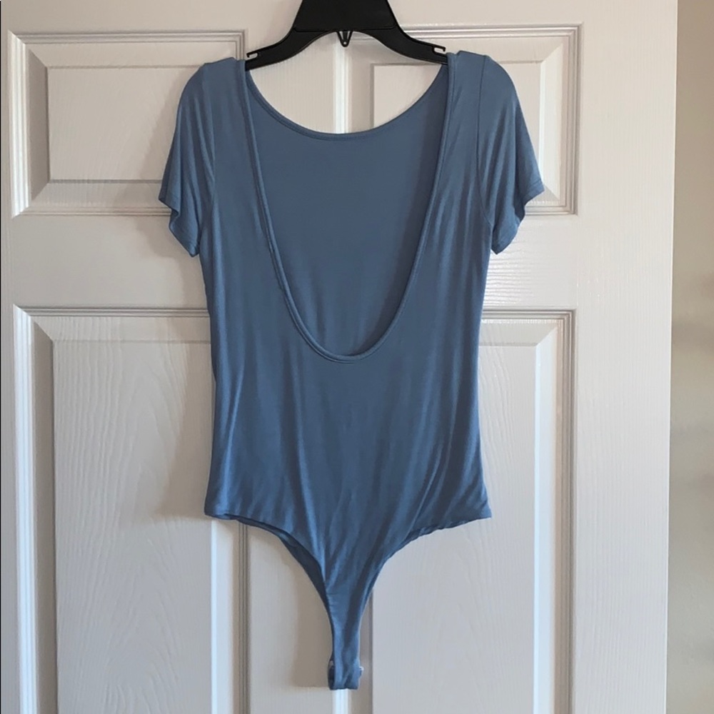 Baby blue backless bodysuit